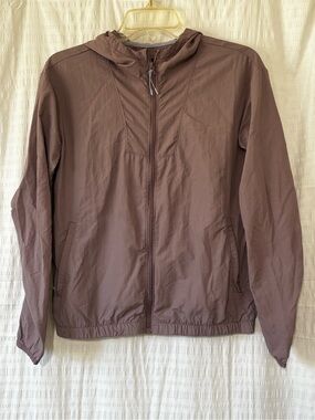All In Motion Girls Mauve Purple Windbreaker Jacket Zip Hooded Size XL